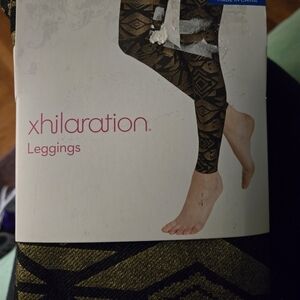 Xhilaration Black and Gold Patterned Leggings